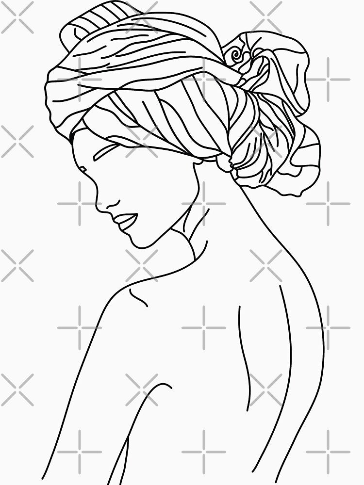 Woman Headwrap Line Art by minimallineart