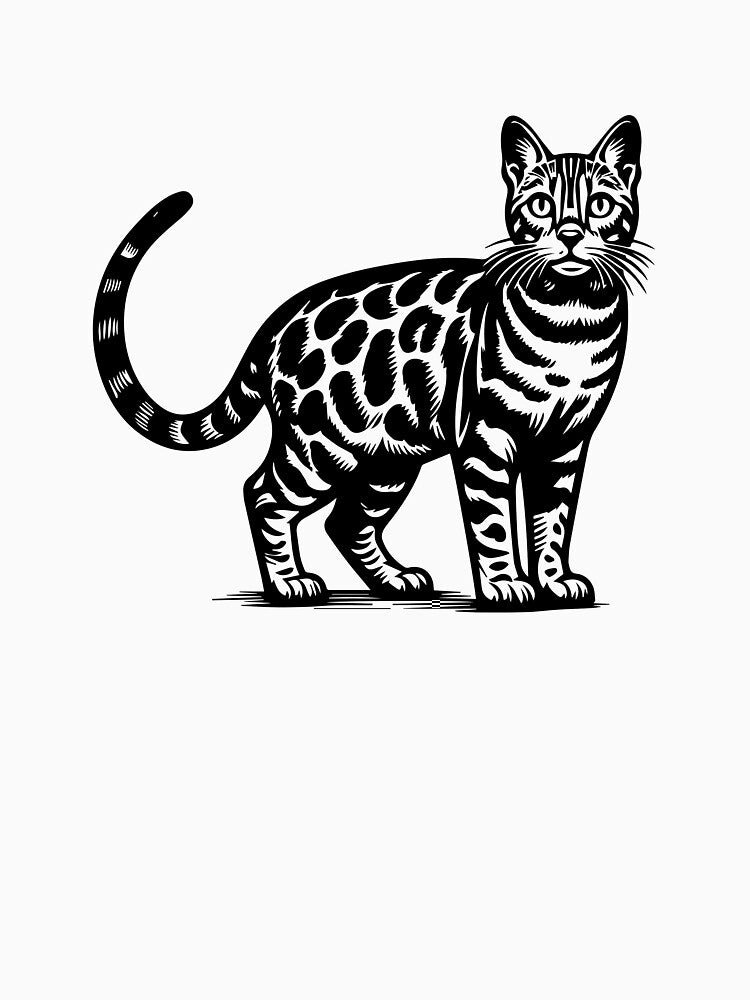 Majestic Bengal Cat - Wild Spirit in Black and White by Moonlit Paws
