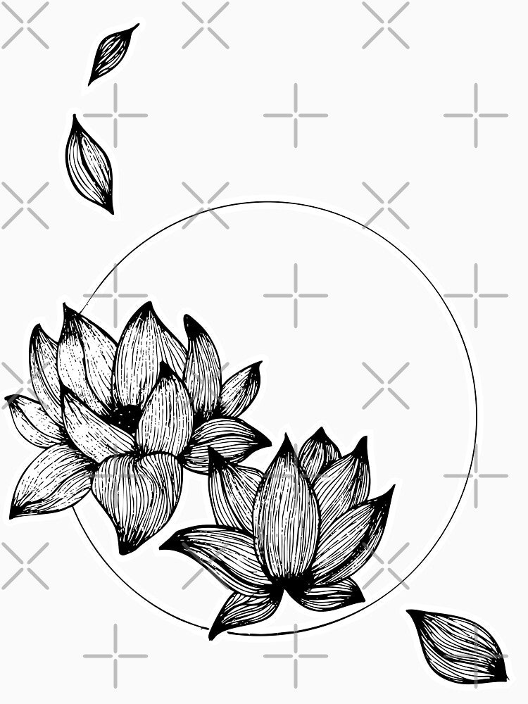 Lotus Flower in the Wind, Black and White Japanese Style by JGGraphdesign