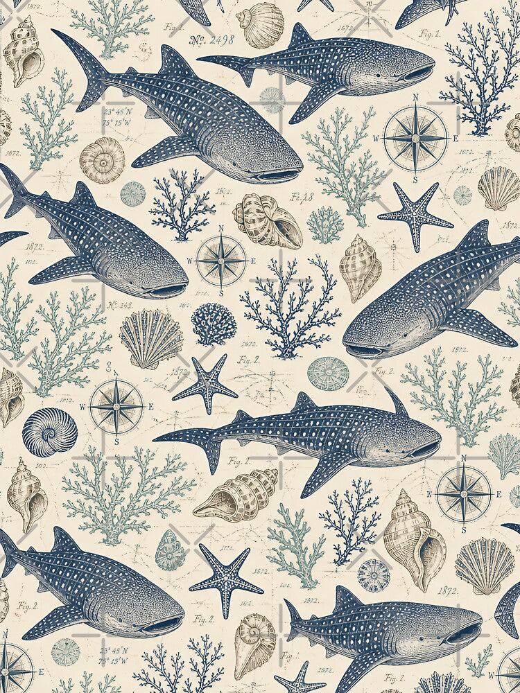 Vintage Whale Shark – Seamless Nautical Marine Pattern by Jandedan