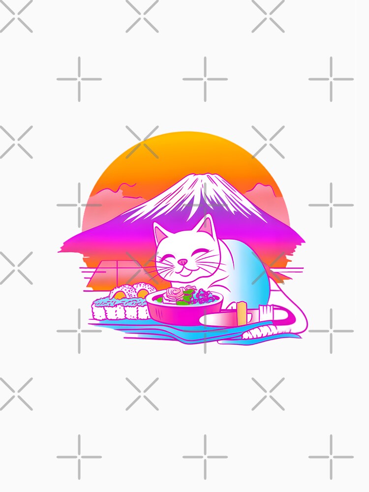 Sushi Cat Vaporwave - Retro Futuristic Japanese Art by pixal-shop