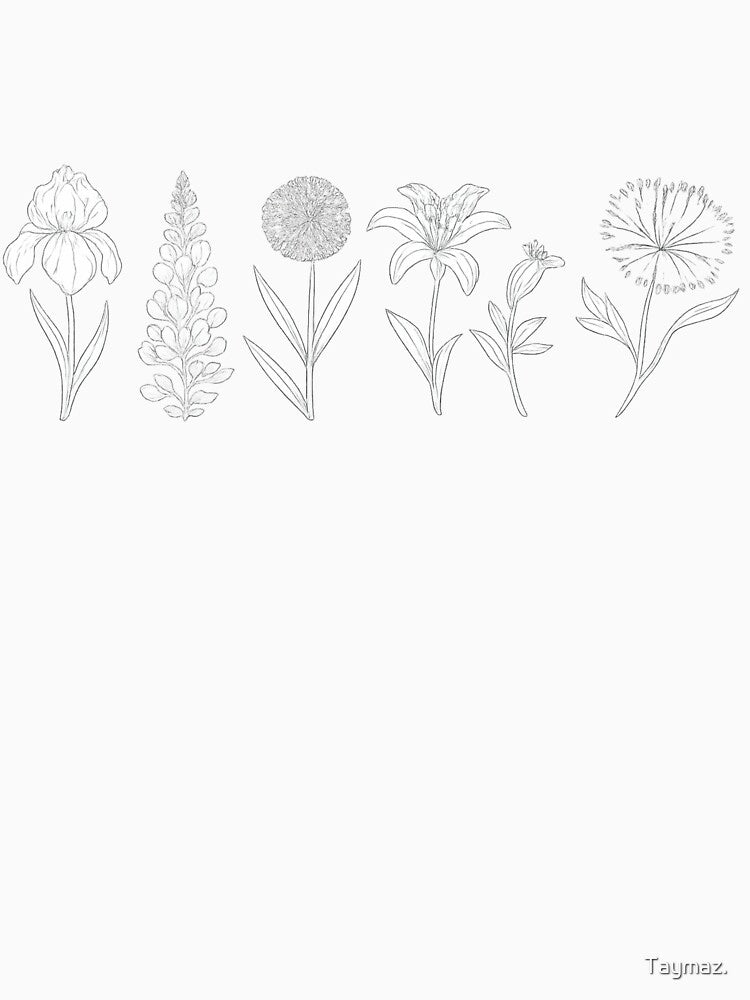 Minimalist Botanical Line Art Flowers by Taymaz.