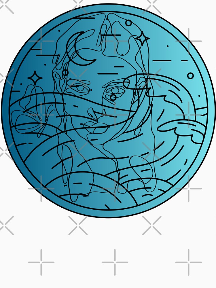 Oceanic Reverie – Minimalist One Line Art Portrait by Kanniax