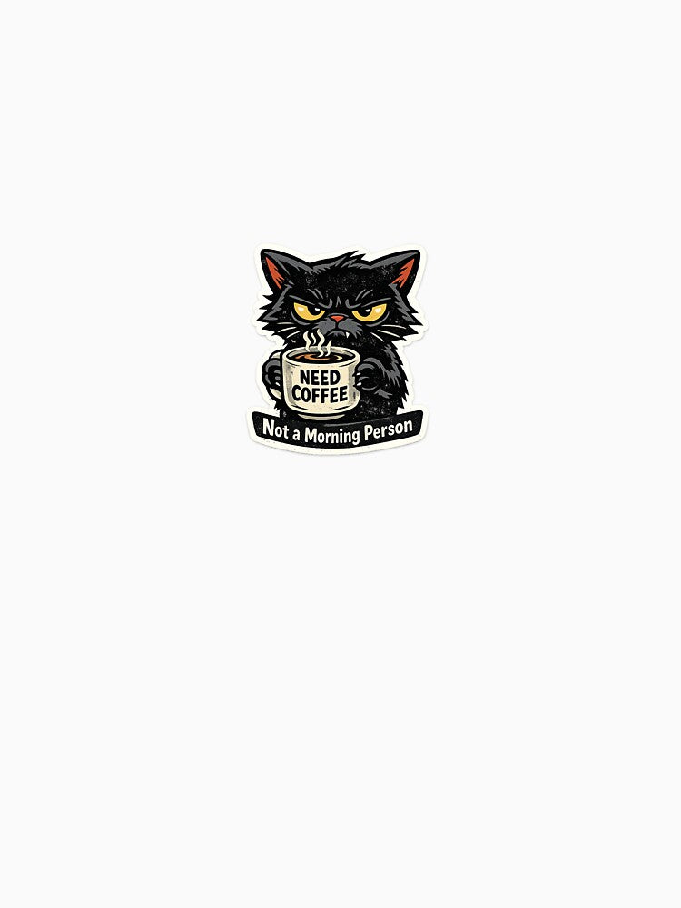 Angry Black Cat Coffee Sticker by FreiraumStudio