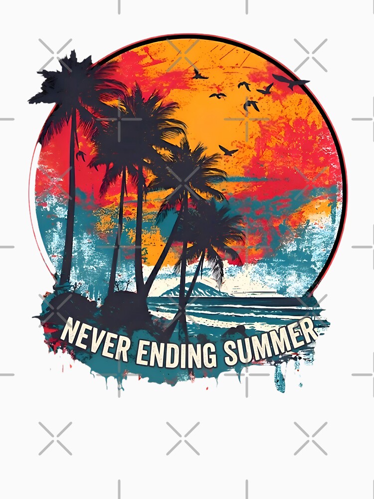 Vintage Retro Never Ending Summer Beach Sunset by TheNovaGraphix