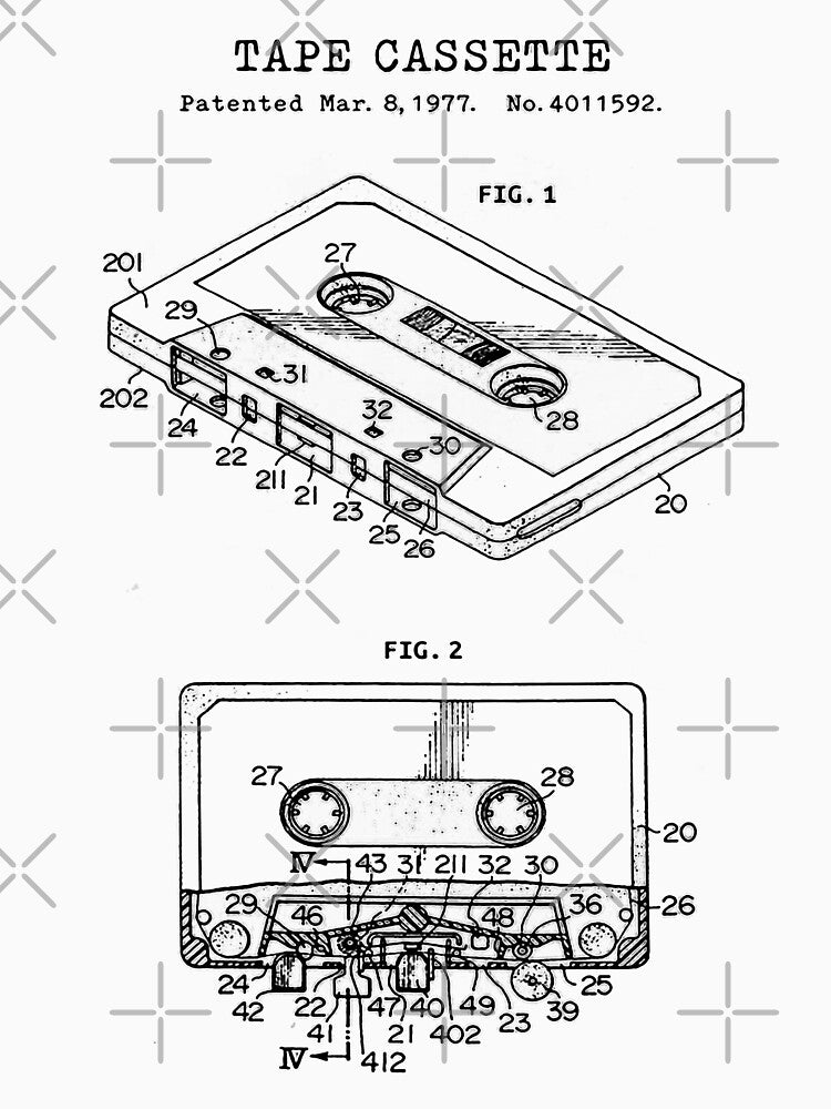 Tape Cassette Patent Black by Luve Store