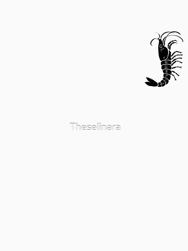 Black Ink Shrimp Minimalist Marine Art by Theselinara