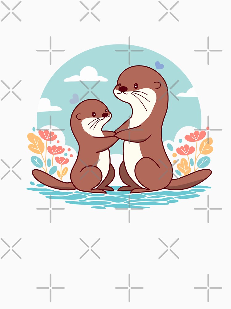 Cute Otters Holding Hands - Adorable Animal Couple by ExInfernis