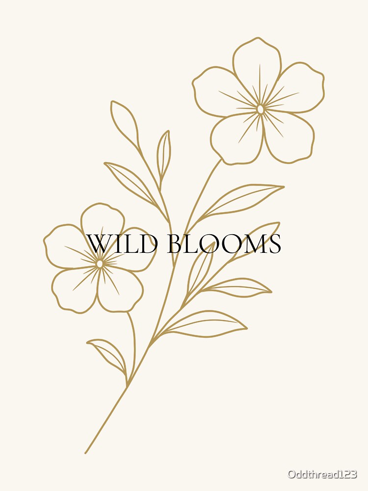 Wild Blooms Floral Line Art Botanical Print by Oddthread123