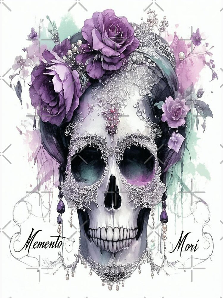 Gothic Lolita Candy Skull  - Memento Mori Decal - Pastel Goth Vinyl - Sugar Skull Dia de Muertos Art by RogueDoodles
