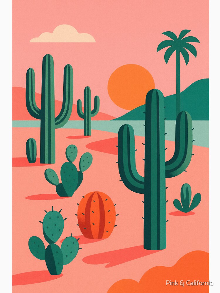 Stylized Cacti – Sunset over the Pink Desert by Pink & California