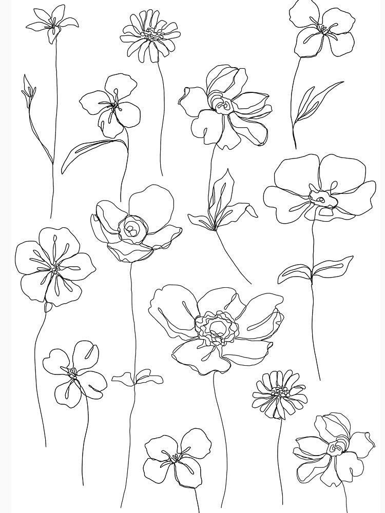 Botanical floral illustration - Botanicals White by TheColourStudy