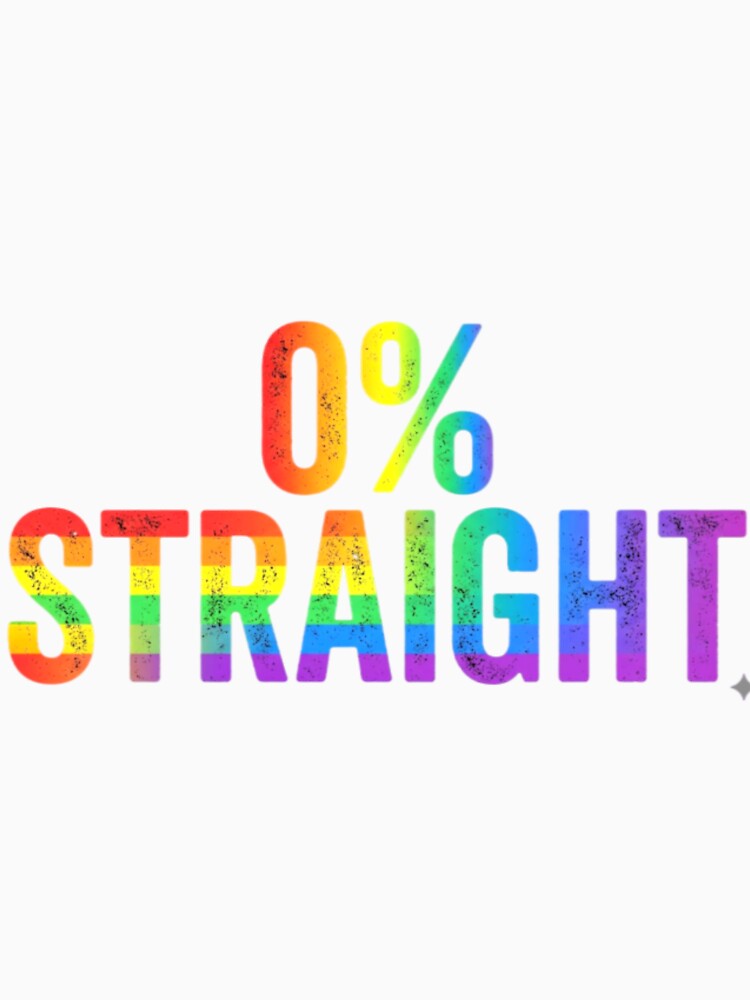 0% Straight Retro Rainbow Typography - Funny LGBTQ Pride Aesthetic Graphic by TrendVault USA