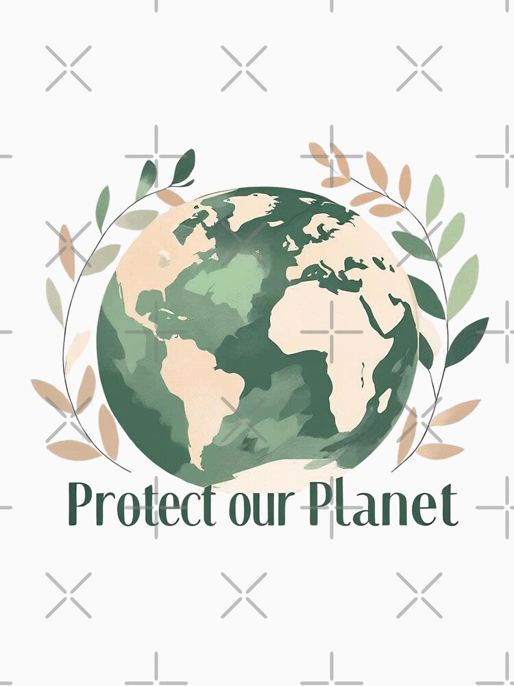Protect Our Planet | Minimalist Earth & Leaves Design by SUBBRAND