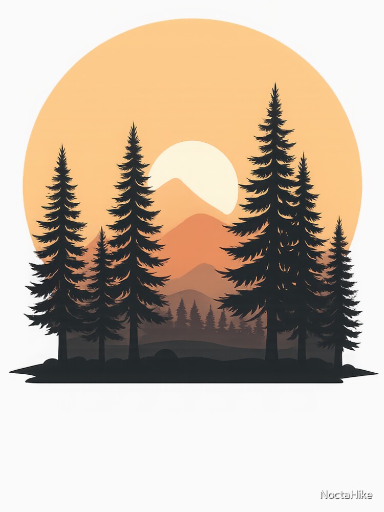 Retro Wilderness Sunset Landscape - Nature Forest Mountains Illustration by NoctaHike