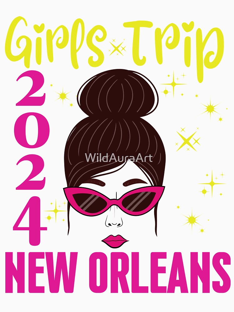 Girls Trip New Orleans 2024 Mardi Gras Beads Mask Feathers Birthday by WildAuraArt