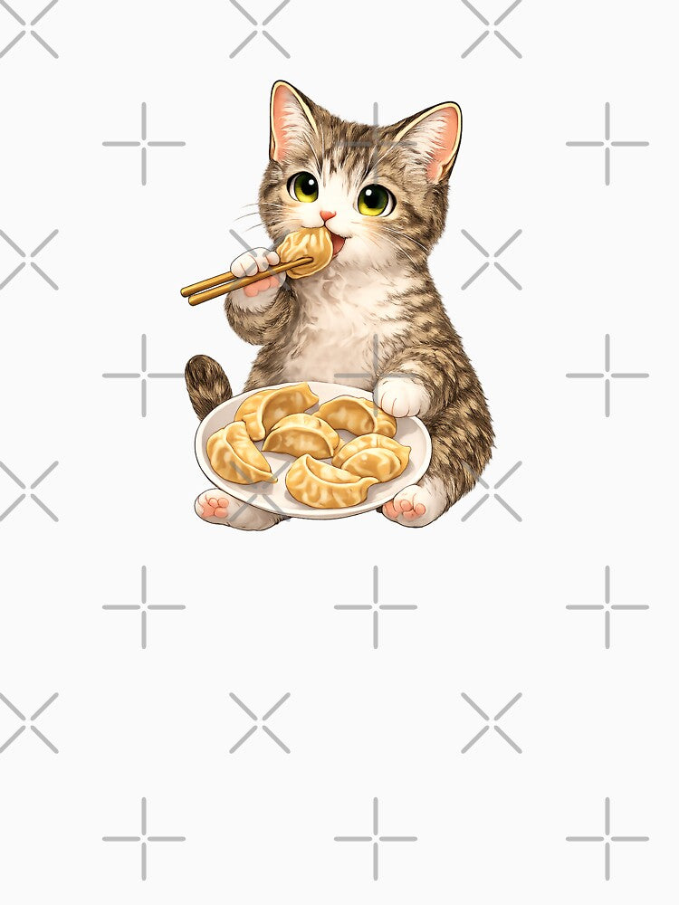 Cute Cat Eating Dumplings by CozyMeowLab
