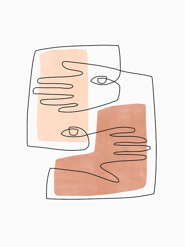 Abstract Square Face and Hands Line Art II by TheRedFinch