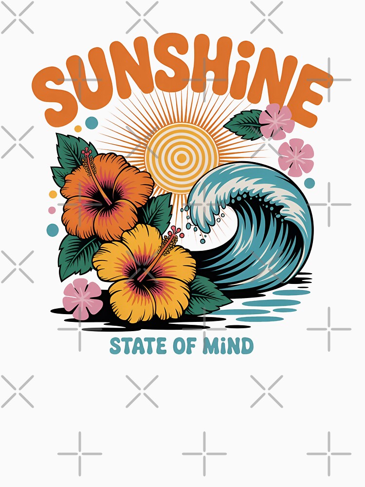 Sunshine State of Mind Retro Summer Design - Beach Wave Floral Positive Vibes Aesthetic by KymeraStudio25