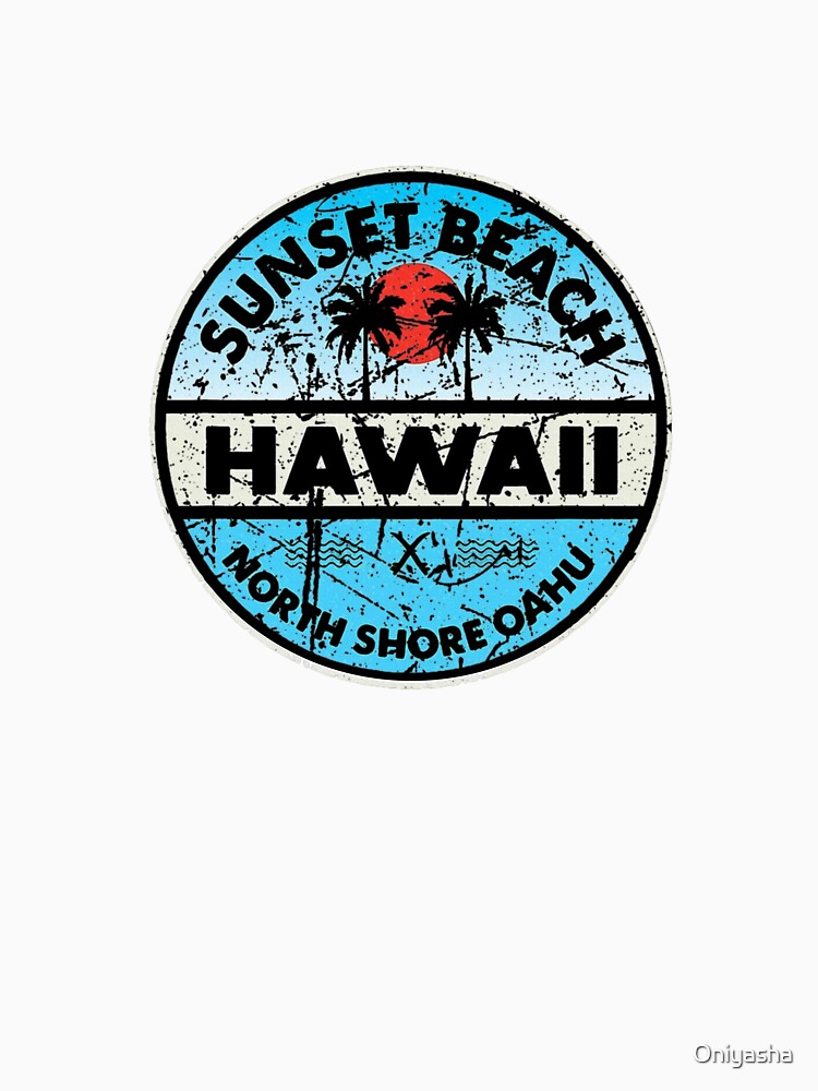 Hawaii Sunset Beach Retro Tropical Badge by Oniyasha