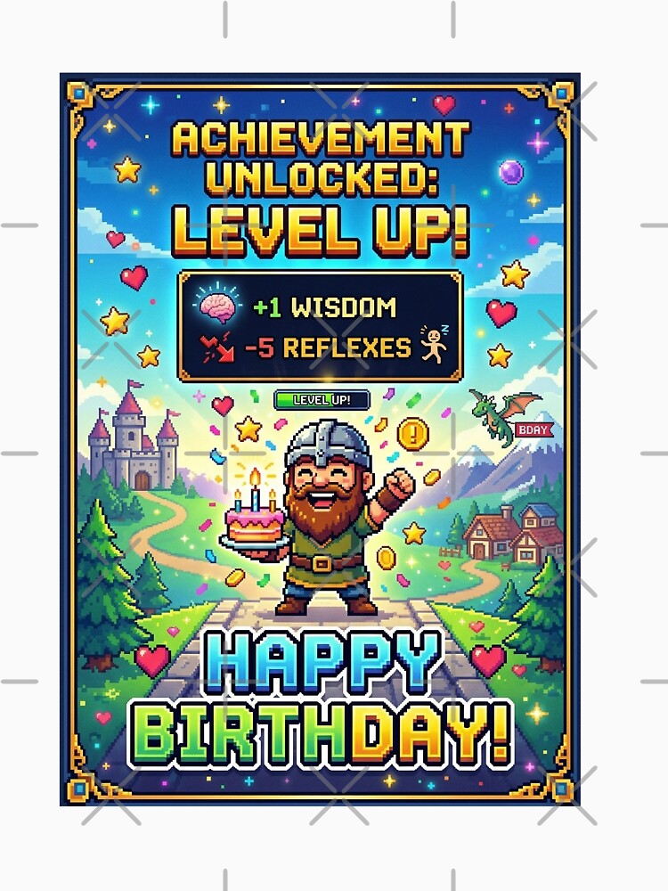 Pixel Game Birthday – Level Up Gamer Birthday, Retro Gaming Adventure, Geeky Birthday Gift for Gamer by MoqunaDesign