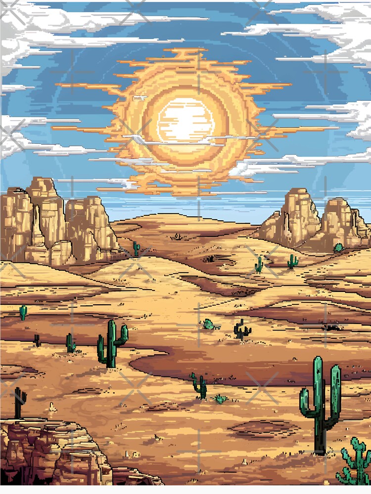 Pixel Art Desert Landscape – Retro Wild West Sunset by NaturePixel