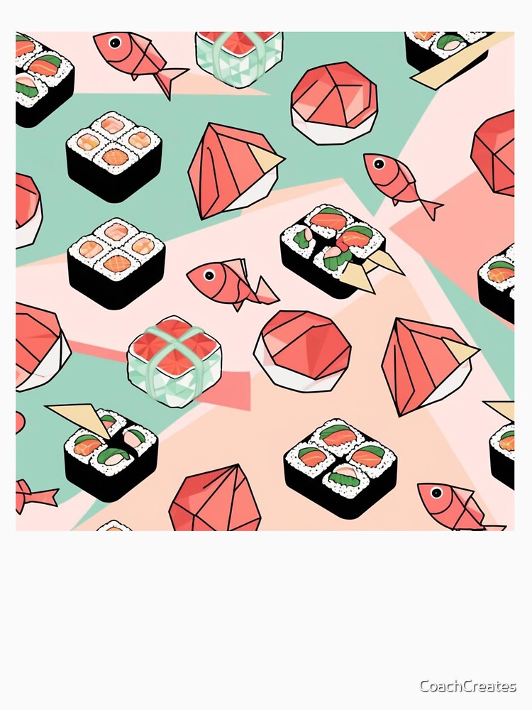 "Cute Kawaii Sushi – Playful Japanese Food Pattern" by CoachCreates
