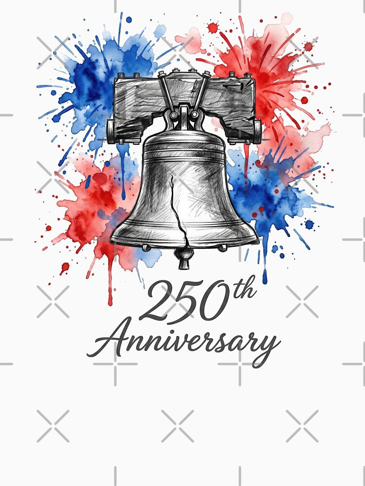 Liberty Bell 250th Anniversary Watercolor Sketch USA 1776 to 2026 Patriotic Celebration Art by Cozy-Old-Pub