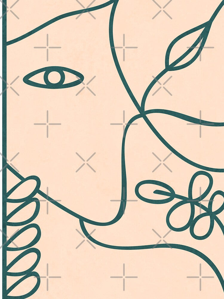 Woman Lines Botanical - Green by technicolorable_art