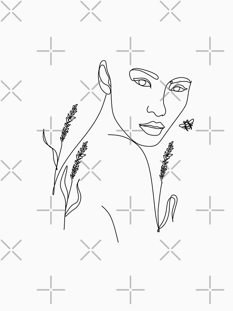 Abstact line art face with lavender. Line drawing woman face. Single Line Face Art Print | Minimalist Woman Line Drawing | Simple Art Female Face | Woman Drawing |  People by OneLinePrint