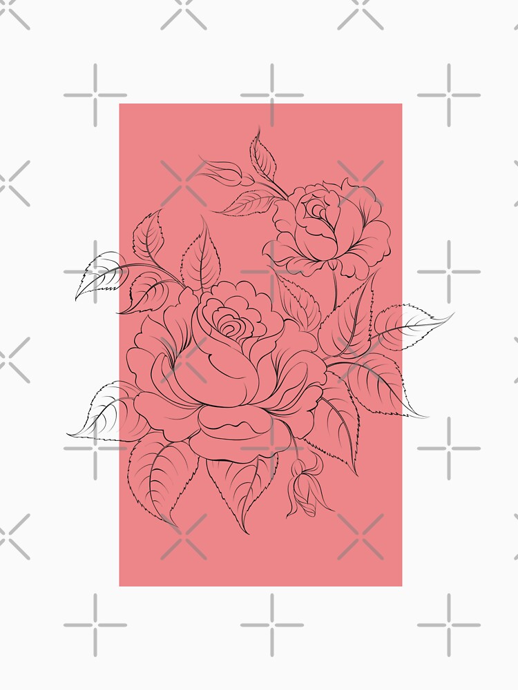 Rose Flowers Drawing Line Art Pastel Garden by dk-design85