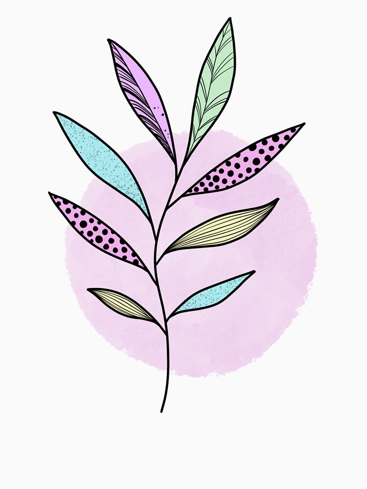 Minimal pastel leaves - plant lineart by ZizoaArt