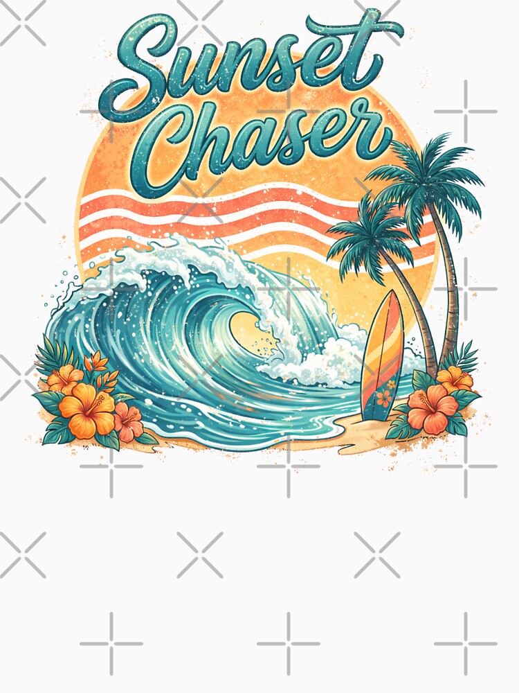 Sunset Chaser Retro Distressed Design - Tropical Wave Surf Beach Vintage Aesthetic by KymeraStudio25