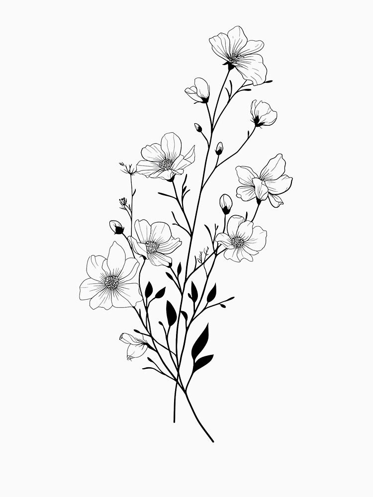 Minimal Line Art Flower by Shirtory