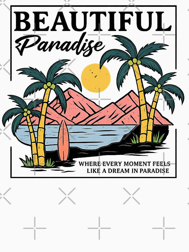 Tropical paradise vintage beach aesthetic design sticker - Beautiful Paradise by KymeraStudio25