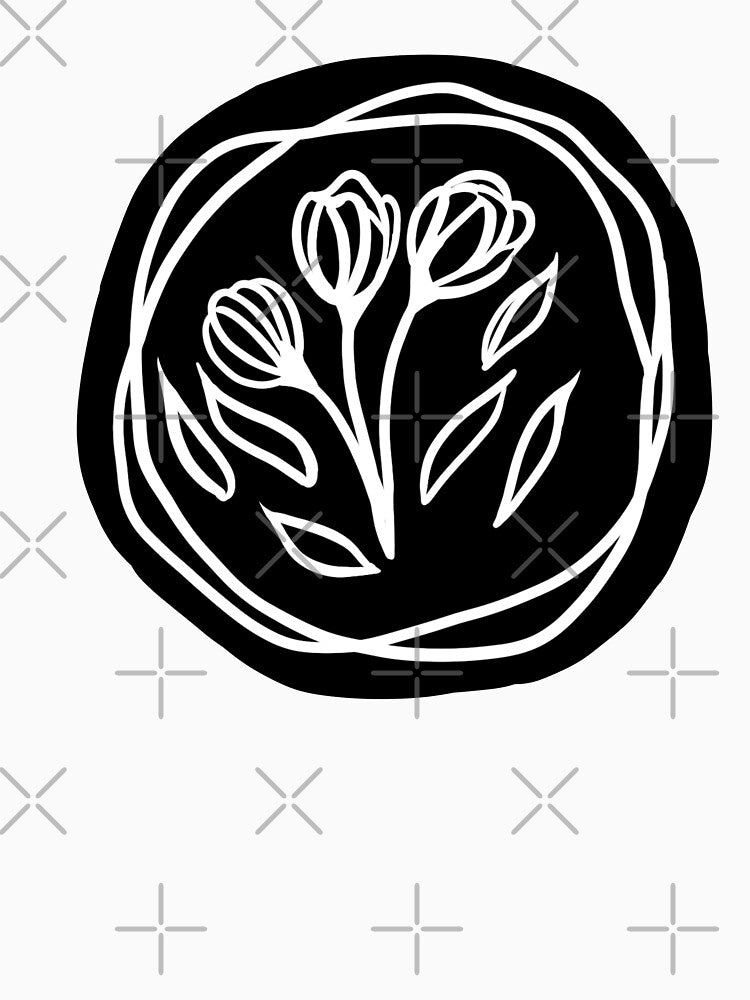 Minimalist Floral Art Print - Hand Drawn Flowers in a Circle Design by DividY