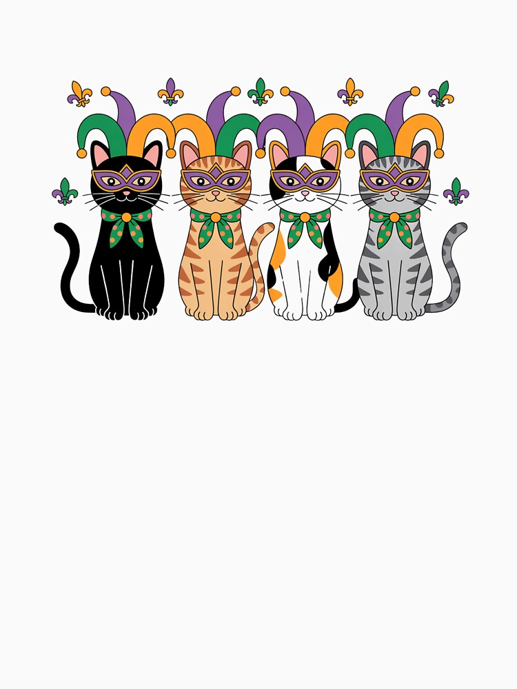 Mardi Gras Cats Feline Celebration Party Cat Lovers by salmzouriart