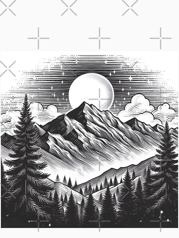 Nature’s Serenity: Mountains and Moon by Eiadlight