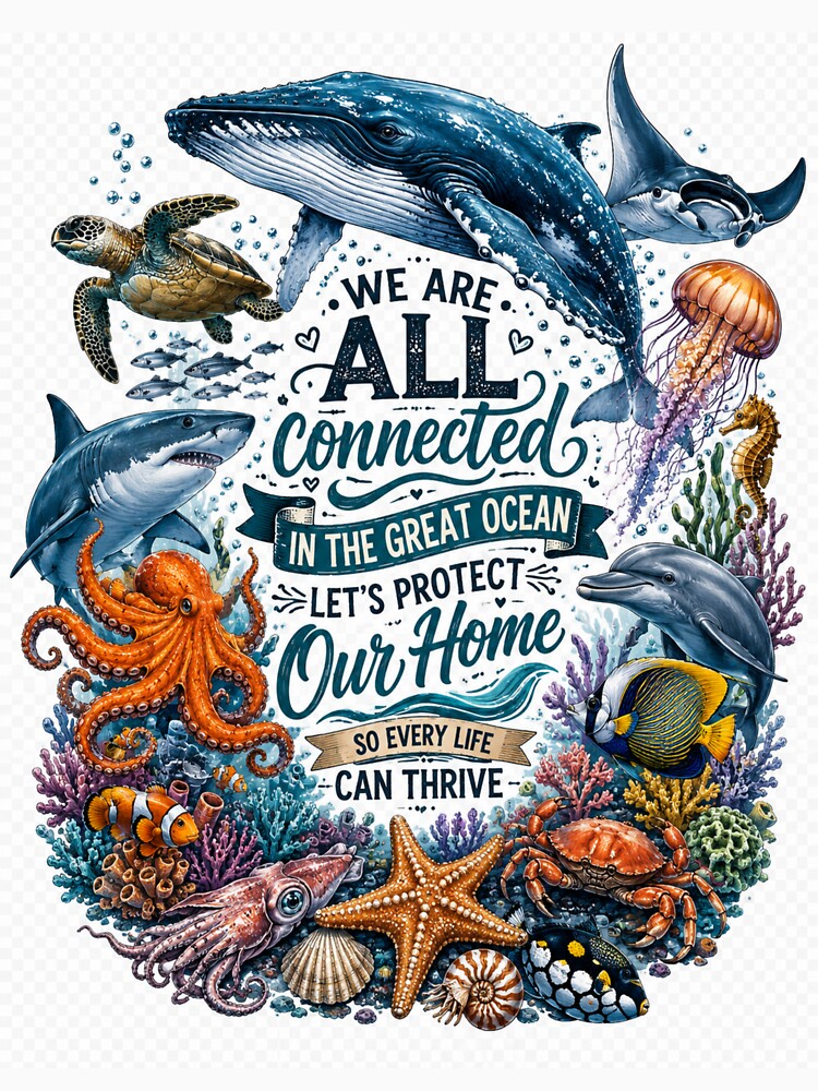Ocean life conversation vintage marine design by urbanshop7