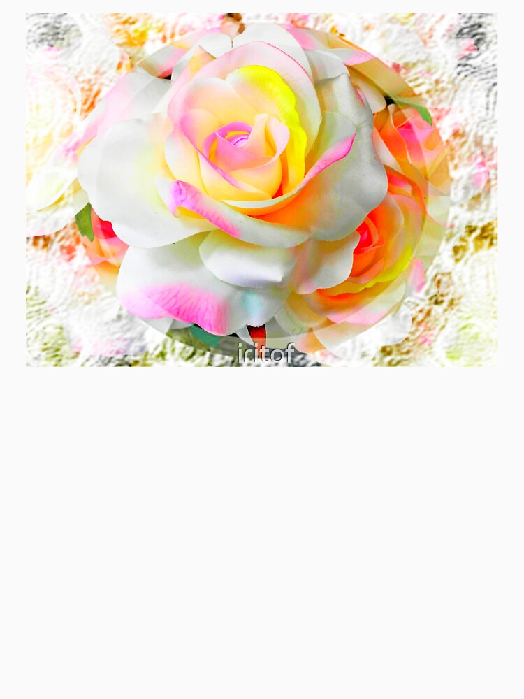 Romantic Pink- Yellow Rose with lace by Iritof by iritof
