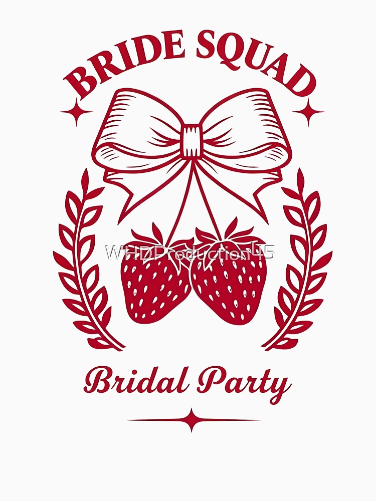 Bride Squad Strawberry Design – Cute Bow & Fruit Bridal Party Art – Bachelorette, Bridesmaid & Wedding Gift Idea by WHDProduction45