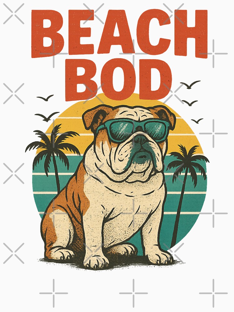 Beach Bod Bulldog Sunglasses Retro Tropical Vibes by Adrian Kane