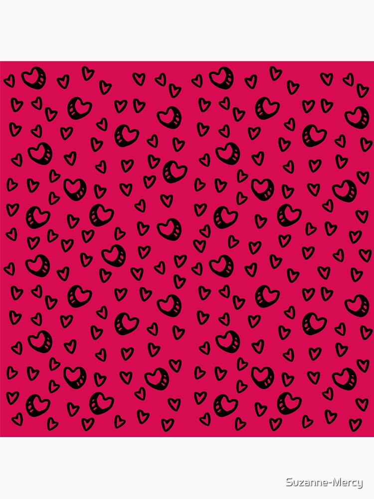 Hand-drawn hearts, romantic design perfect for Valentine's Day, pink background by Suzanne-Mercy