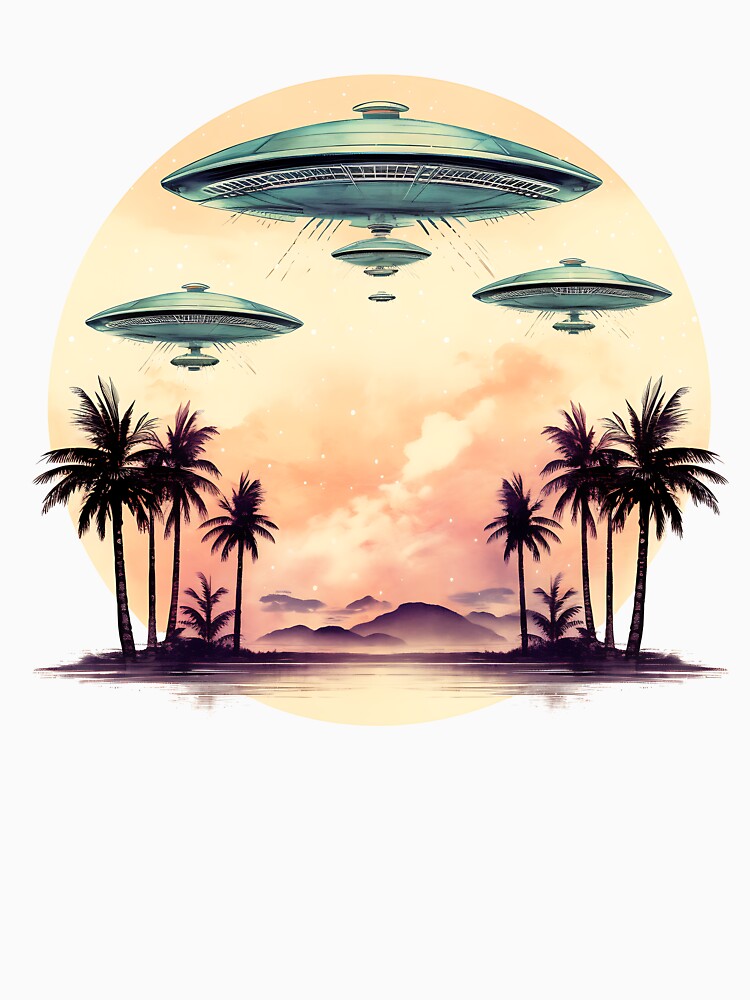 80s Alien Summer Retro Palm-Vibe Tee by Jcat7