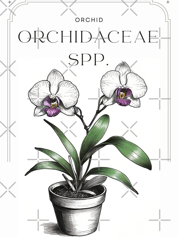 Purple orchid flowers in pot rustic sketch by CallisC Arts ⭐⭐⭐⭐⭐ by CallisC-Arts