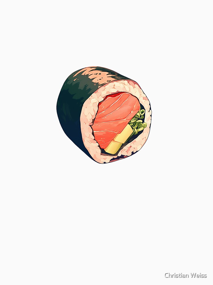 Fresh Salmon Avocado Sushi Roll Illustration by Christian Weiss