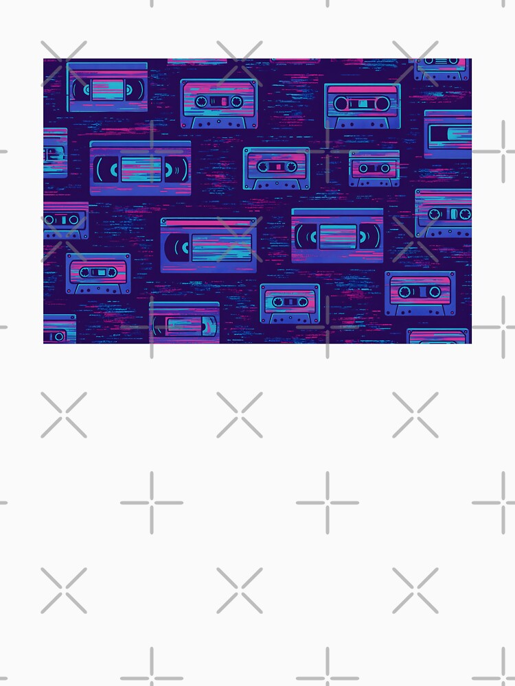 Vaporwave Cassette Tape Pattern – Purple Neon Glitch by SassyArtistry
