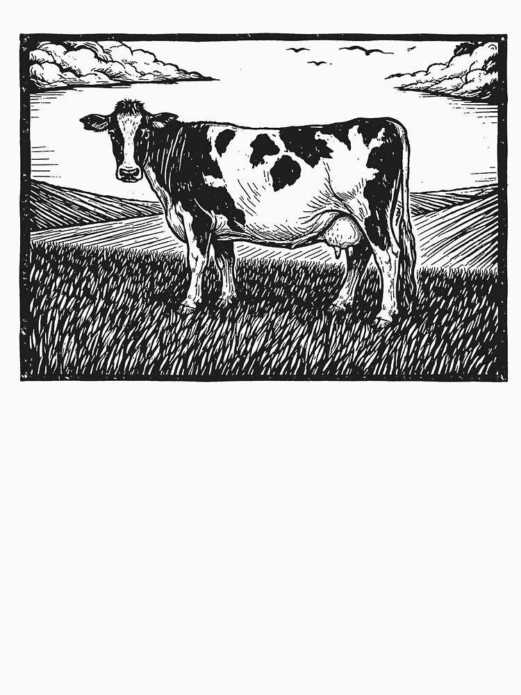 Linocut Cow: Country Farm Animal Meme Vintage Style by RandyHaskins