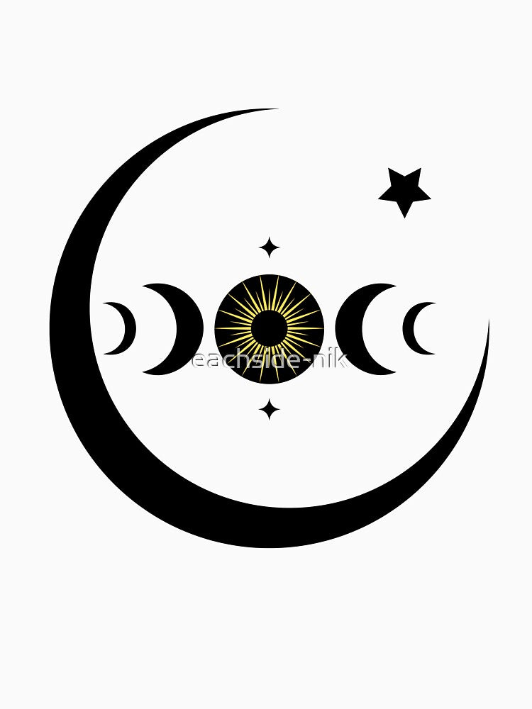 Moon Phase Boho Design – Celestial Sun & Crescent Moon Minimal Mystic Art by eachside-nik