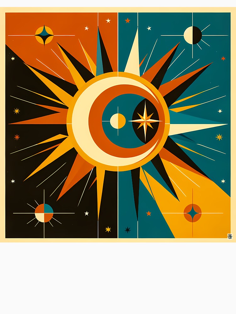 Geometric Celestial Sun and Moon Burst by InkSmithery